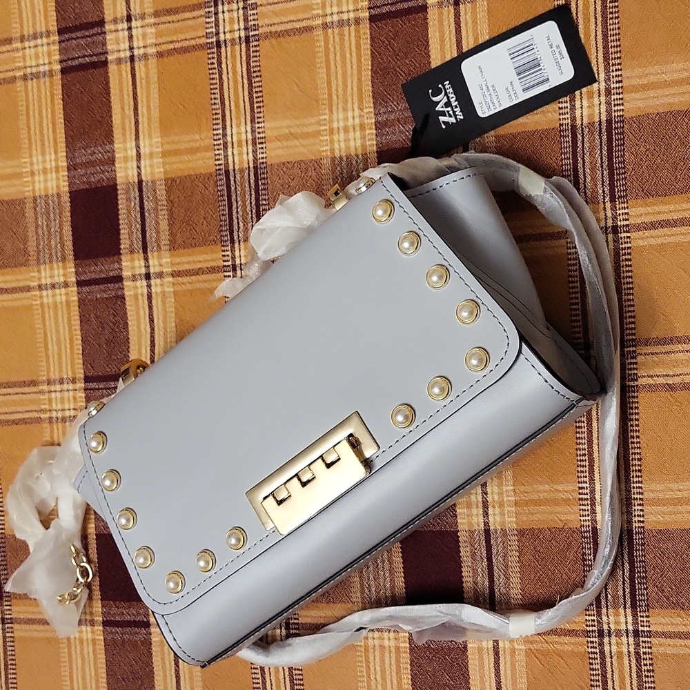 Zac Zac Posen Eartha small chain bag, light grey color ( dolphin) Nwt - Picture 4 of 12